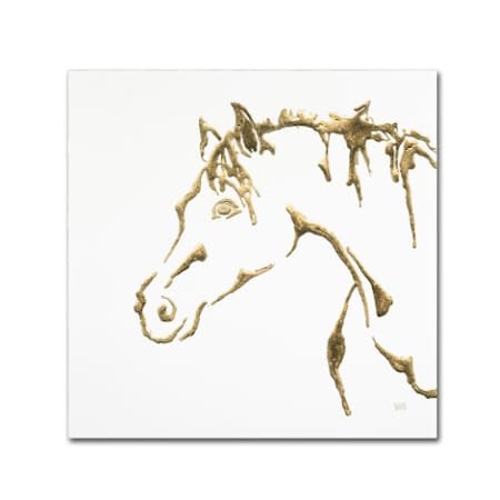 Chris Paschke 'Gilded Cowpony On White' Canvas Art,14x14